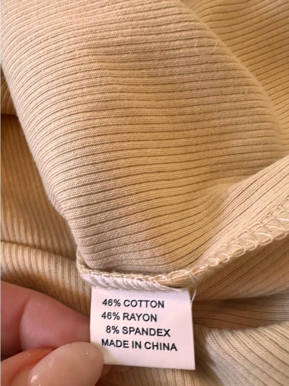 Beige Ribbed Tank Top - Picture 3 of 3